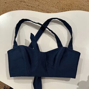 Tara Jarmon Royal Blue bow tie top